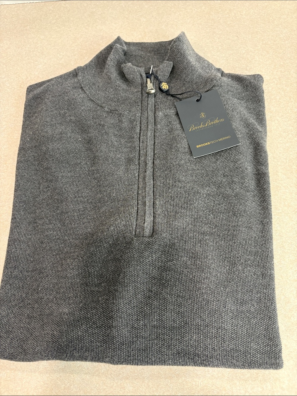 Brooks Brothers Men’s Dark Gray Quarter-Zip Sweater